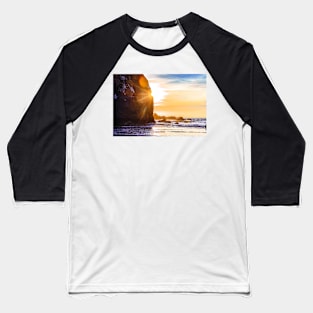 Setting sun on Houda Beach Baseball T-Shirt